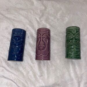 Set of 3 Ceramic Tiki Glasses